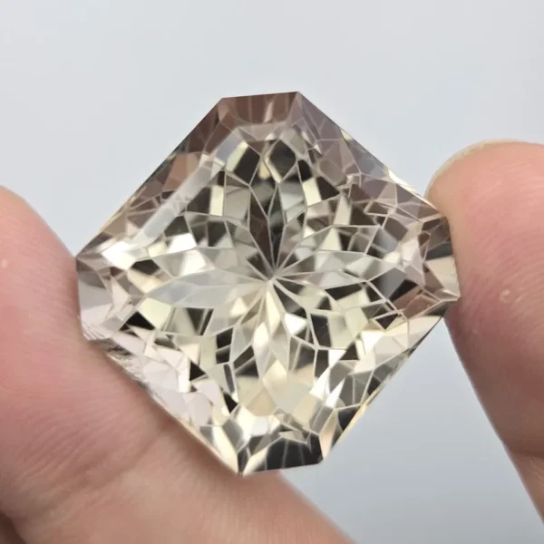 Natural A++ Big Size 70.90cts Flower Cut Square Shape Smokey Quartz Gemstone